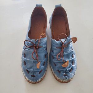 New Lemon and Lime Willma Denim/Tan Wedge